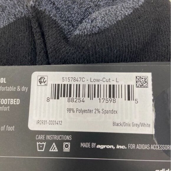Boys adidas 6-Pk. Low-Cut Socks Color: Black Size: 9-11 - Picture 5 of 5